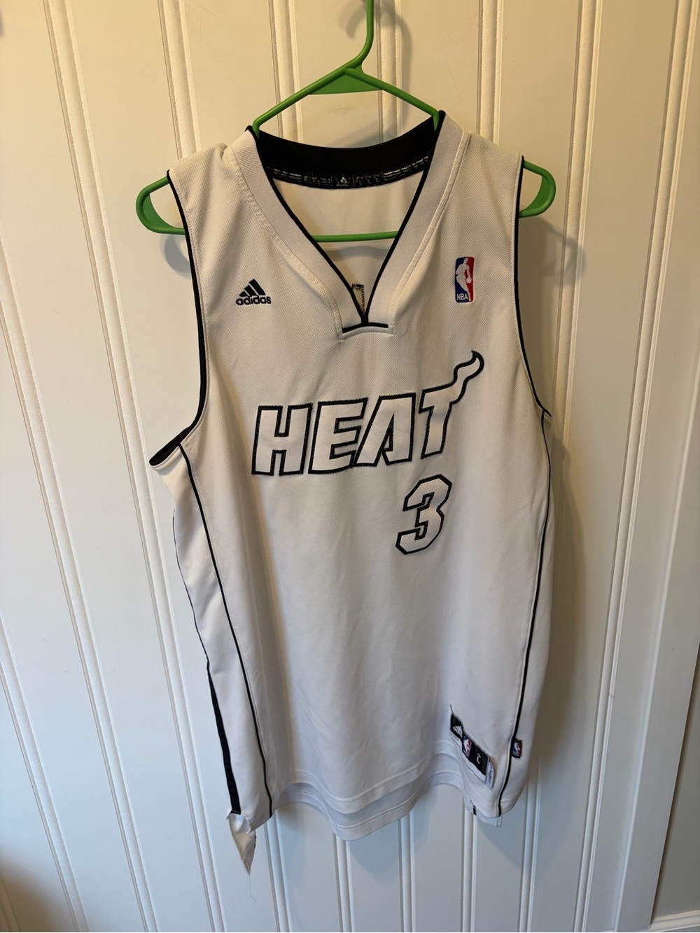 Adidas Miami Heat Dwyane Wade #3 White Hot Jersey Men's Adult Large L Length +2